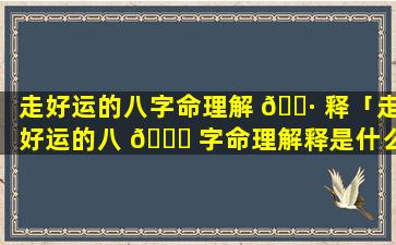 走好运的八字命理解 🌷 释「走好运的八 💐 字命理解释是什么」